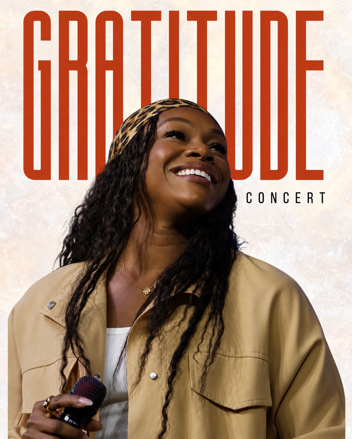 Gratitude Concert artwork featuring the event host beneath the Gratitude Concert title.